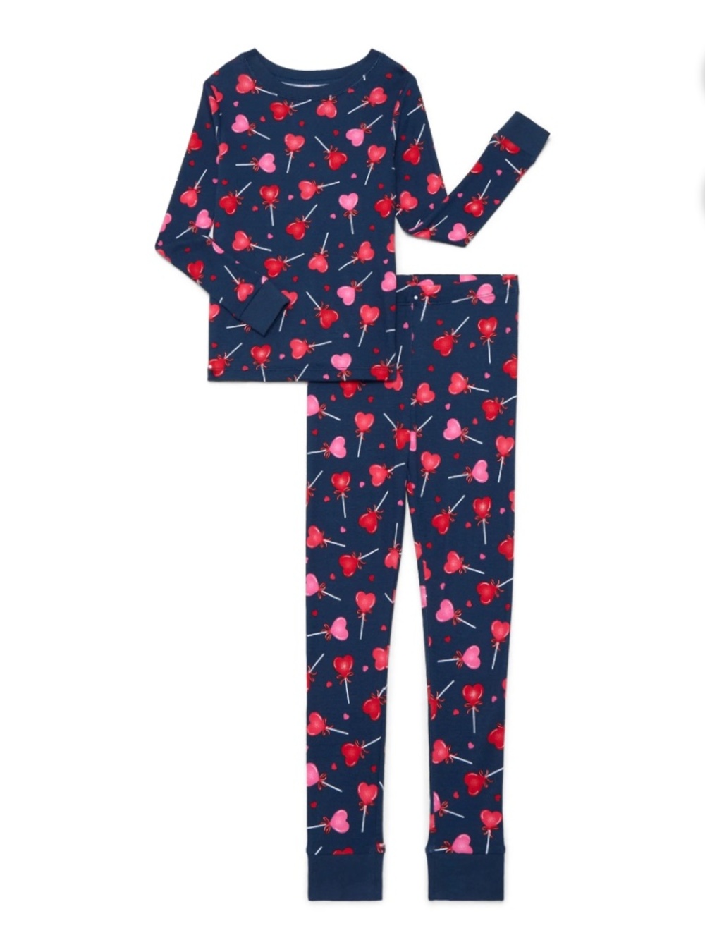 Way To Celebrate Girls Navy Sucker Print 2 PC Pajama Set Size 5 NWT